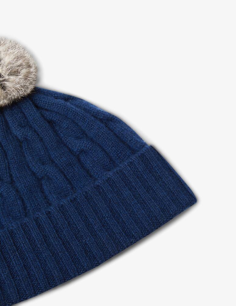 rinascente Pure Cashmere Braided beanie with pon pon - Blue