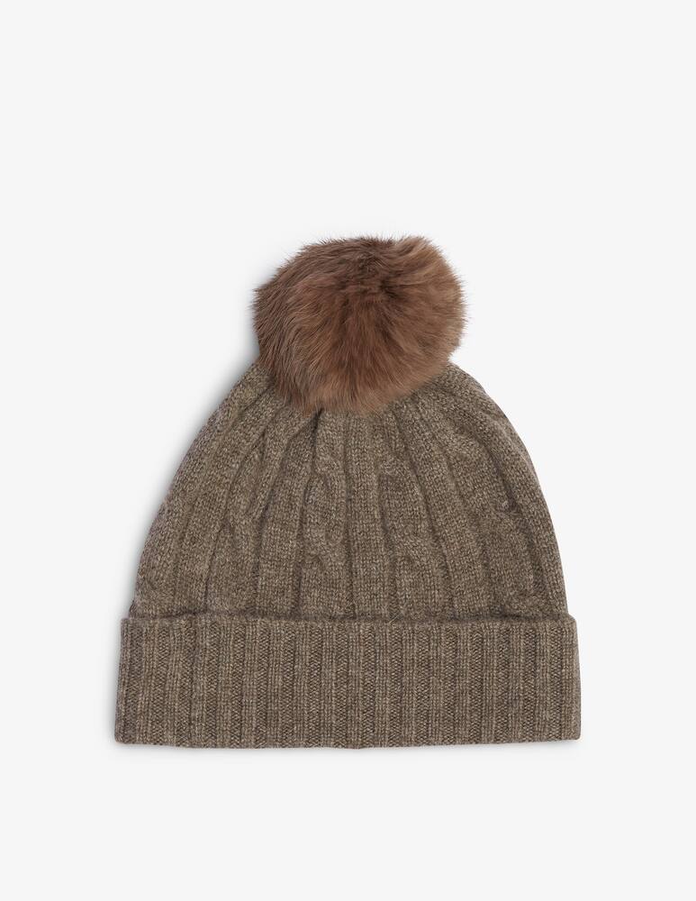 rinascente Pure Cashmere Berretto treccia pon pon - Marrone