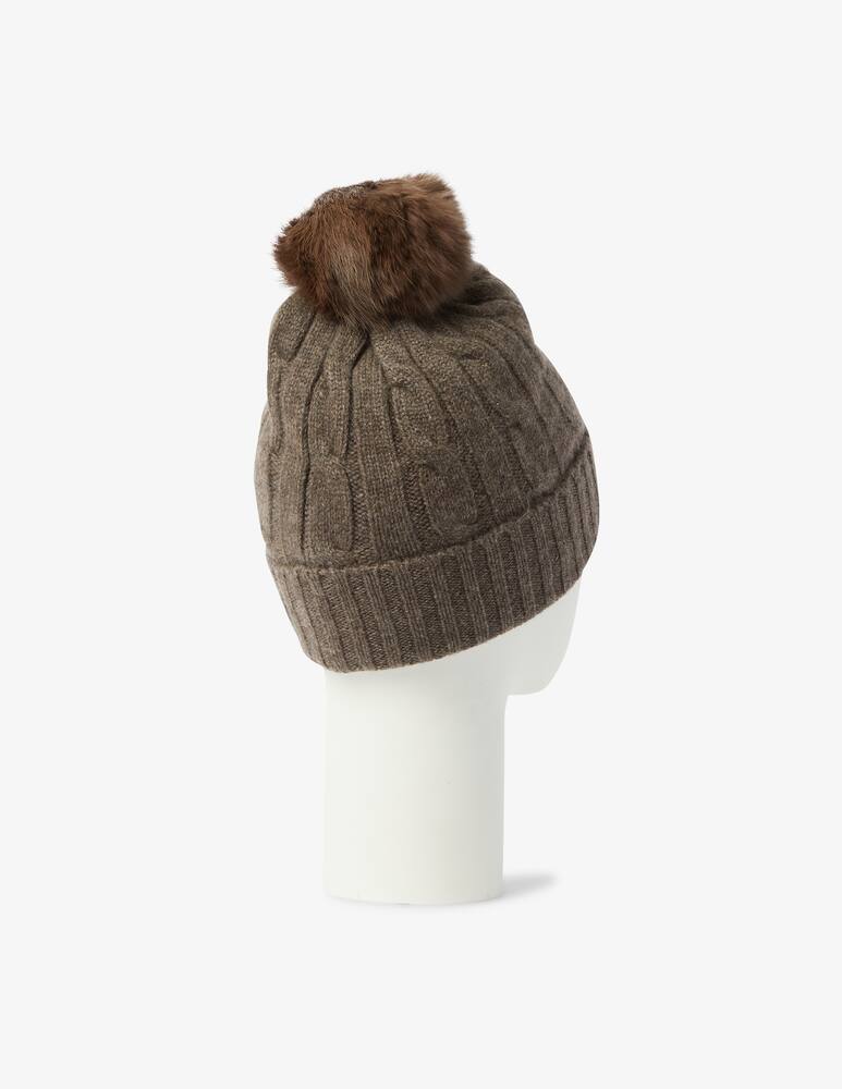 rinascente Pure Cashmere Berretto treccia pon pon - Marrone