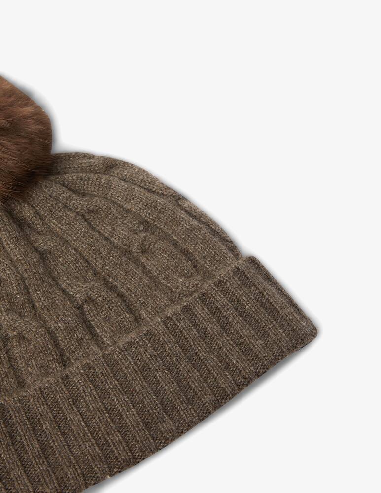 rinascente Pure Cashmere Berretto treccia pon pon - Marrone