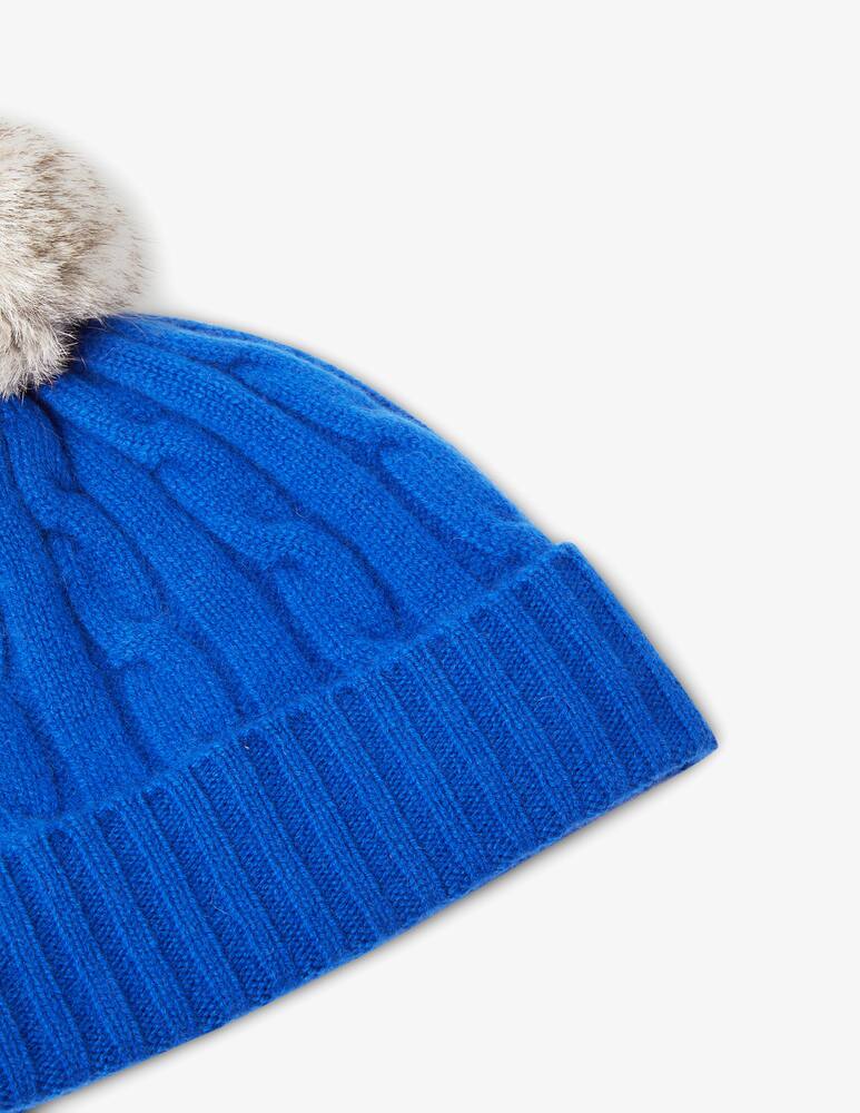 rinascente Pure Cashmere Braided beanie with pon pon - Blue