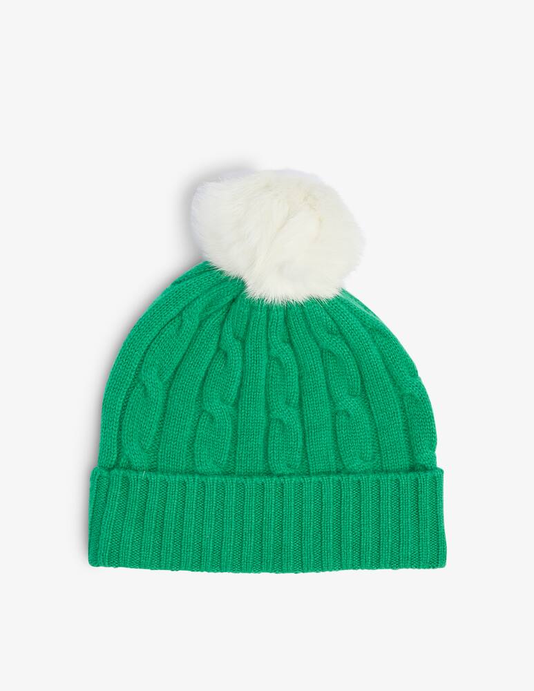 rinascente Pure Cashmere Braided beanie with pon pon - Green
