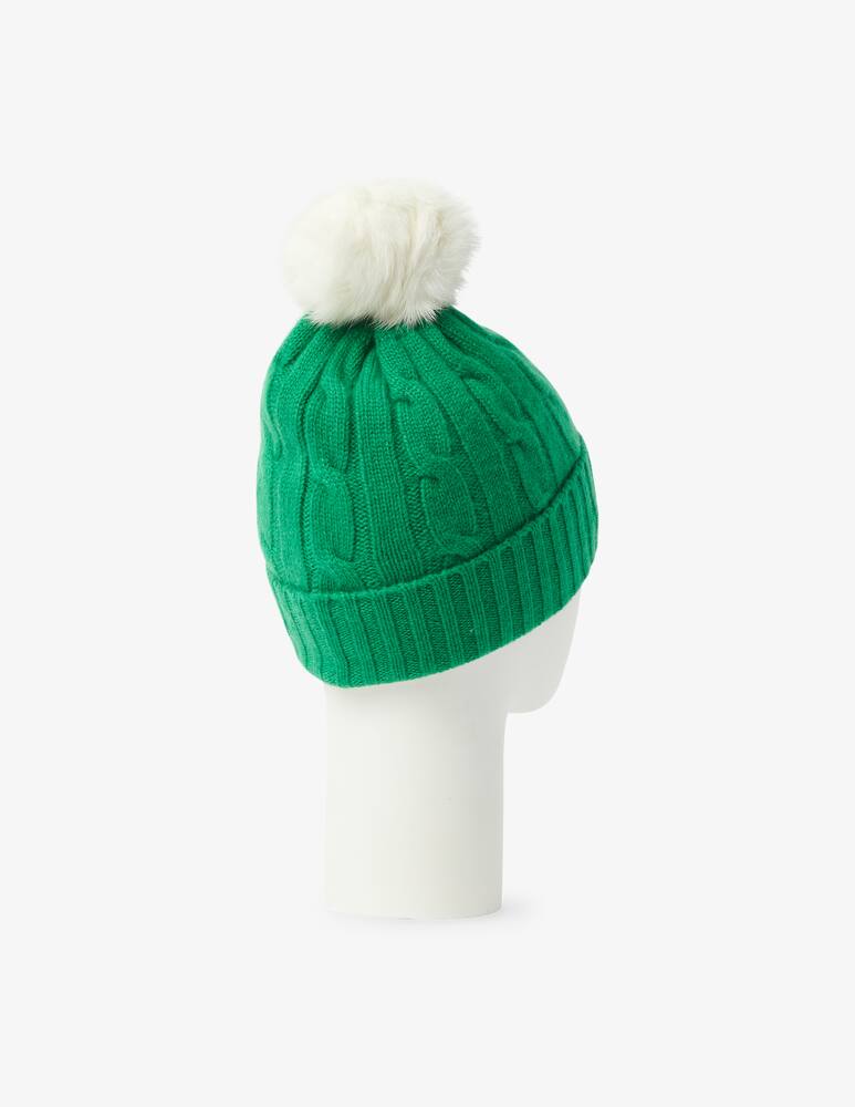 rinascente Pure Cashmere Braided beanie with pon pon - Green