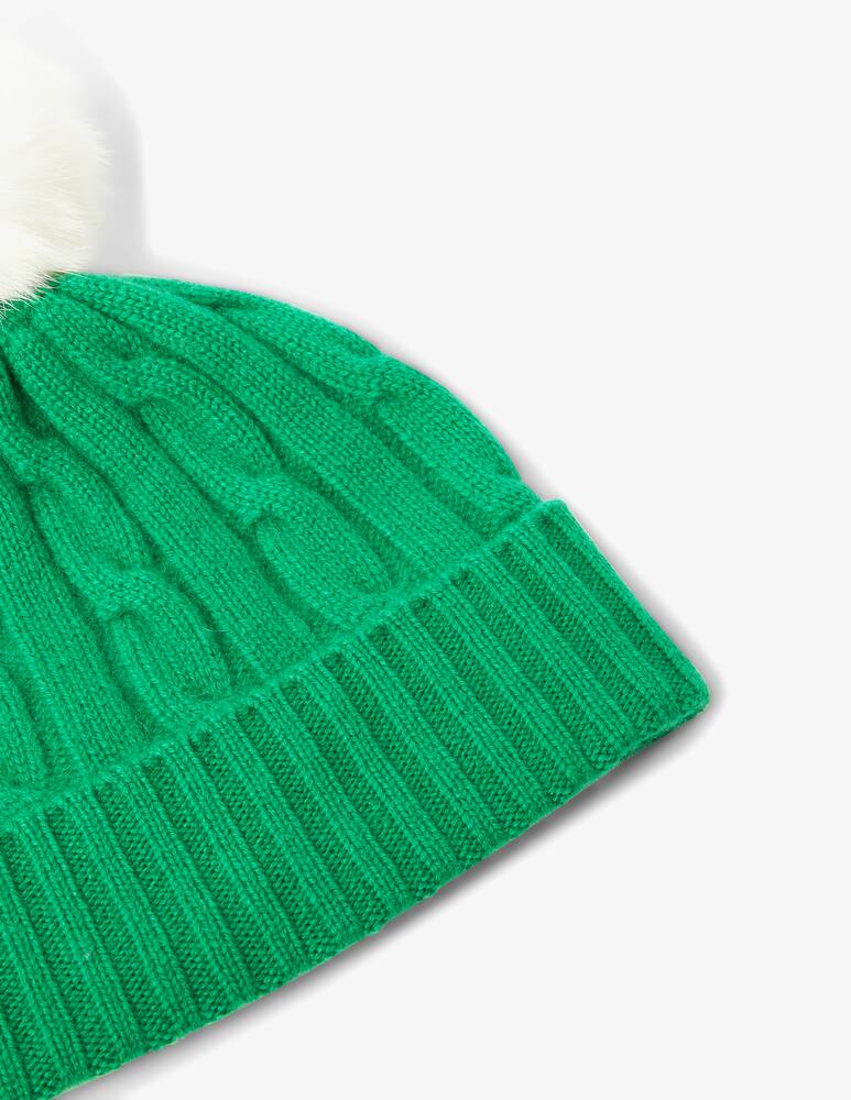 rinascente Pure Cashmere Braided beanie with pon pon - Green