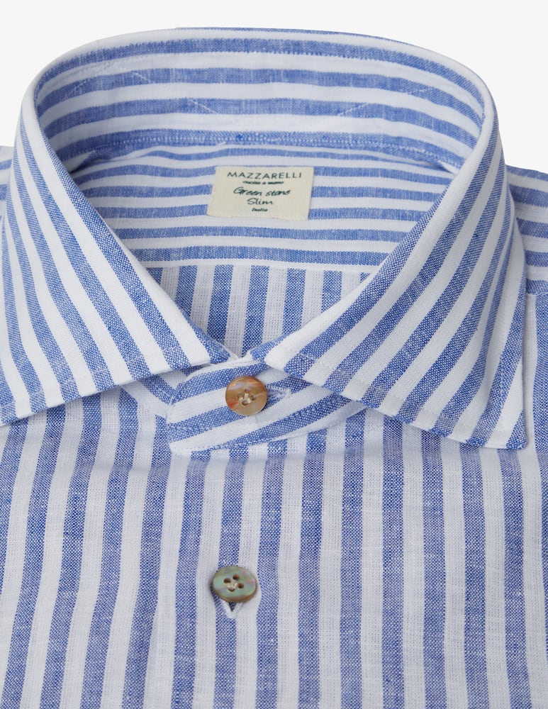rinascente Mazzarelli Camicia rigata slim in lino e cotone