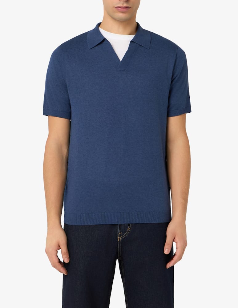 Rinascente Collection Polo v-neck cotton-linen blend - picture 1