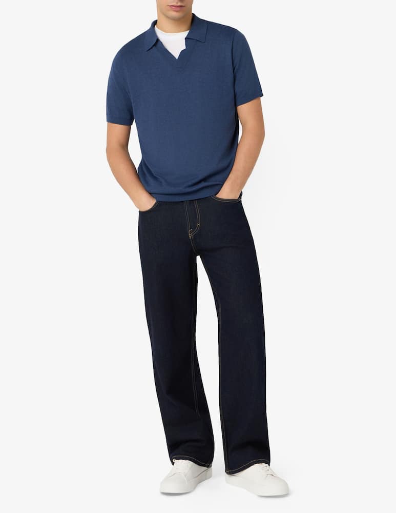 Rinascente Collection Polo v-neck cotton-linen blend - picture 2