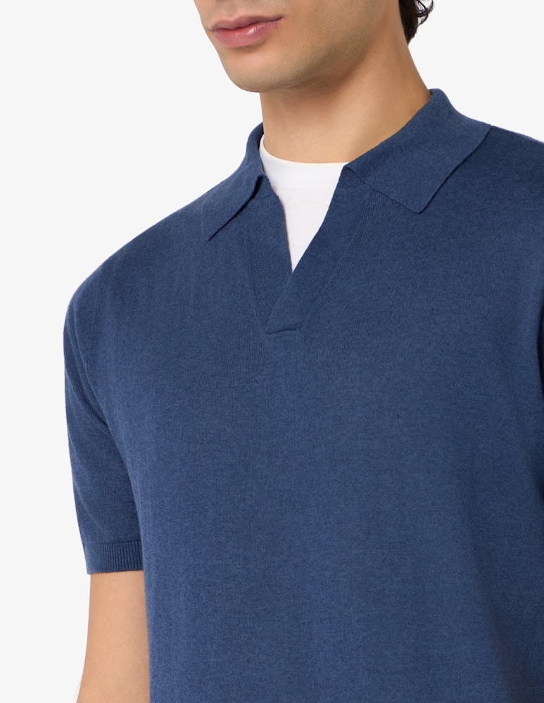 Rinascente Collection Polo v-neck cotton-linen blend - picture 4