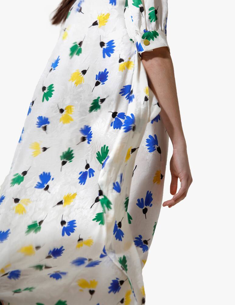 rinascente Vernisse Abito chemisier maxi con scollo v jacquard di seta - bianco