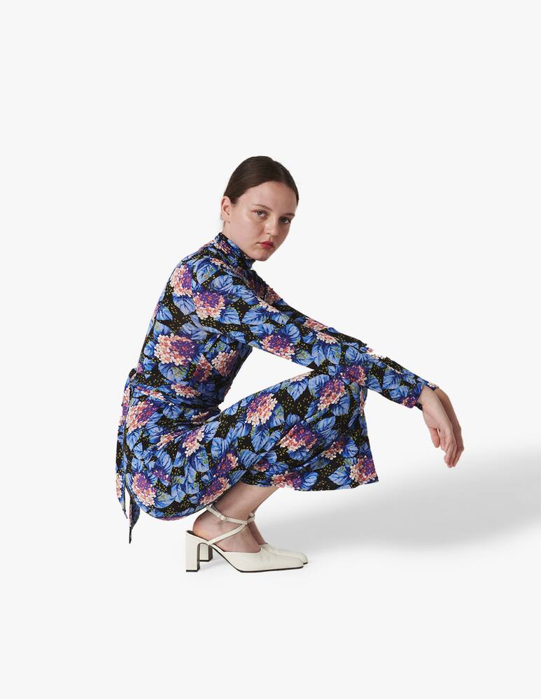 rinascente Vernisse High neck maxi dress with belts at the waist - black