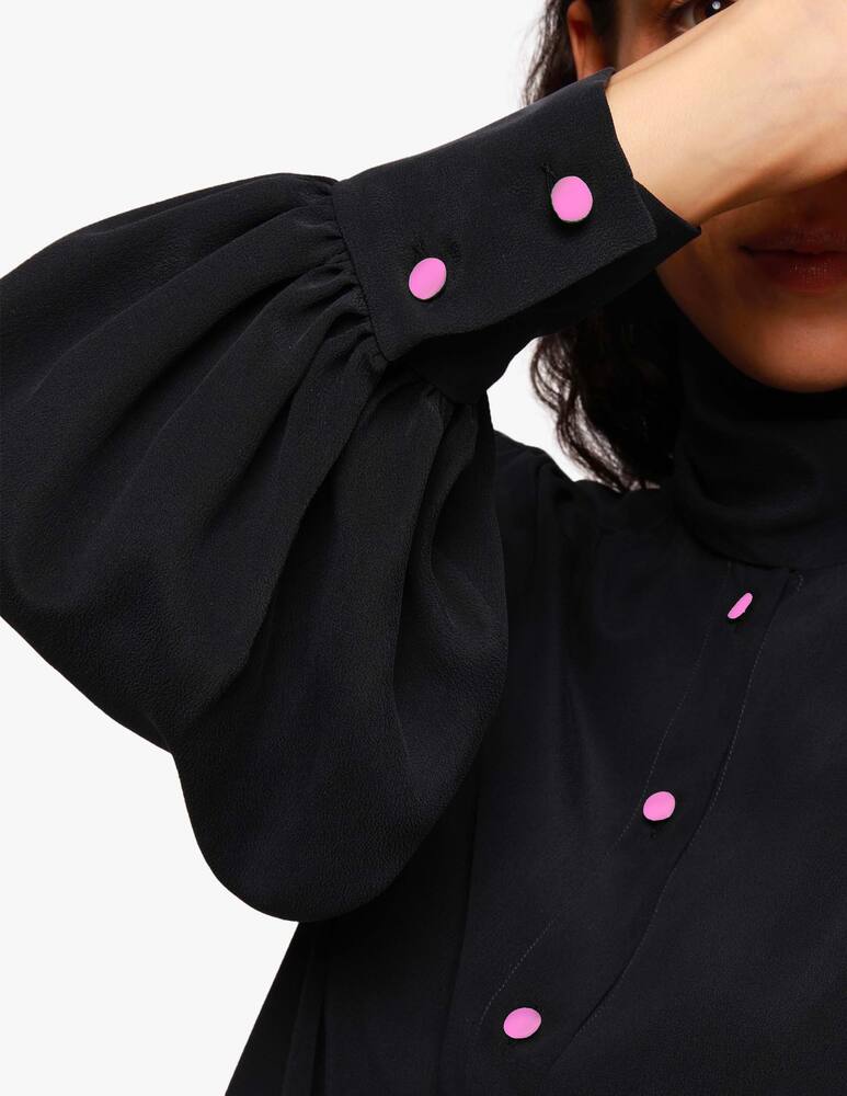 rinascente Vernisse Camicia con collo sciarpa in seta - nero