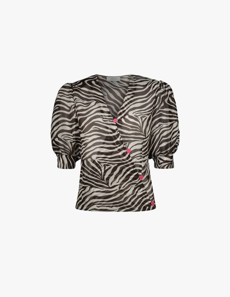 rinascente Vernisse Camicia in organza seta con scollo a v e arriccio - bianco