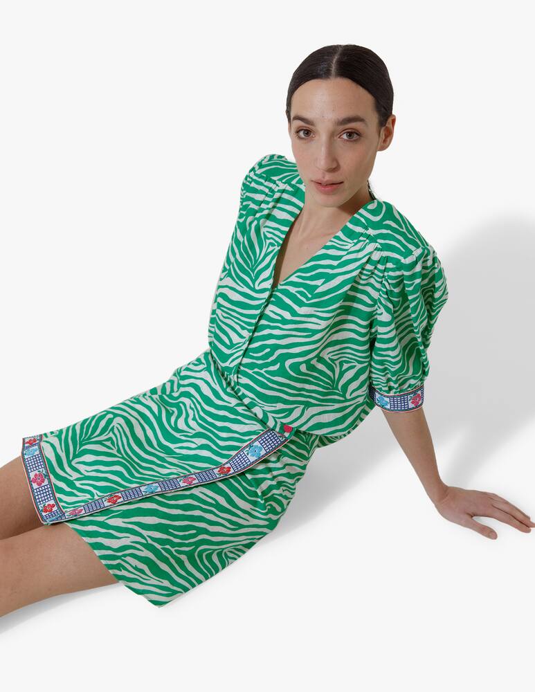 rinascente Vernisse Minigonna a portafogli lino passamaneria vintage - verde