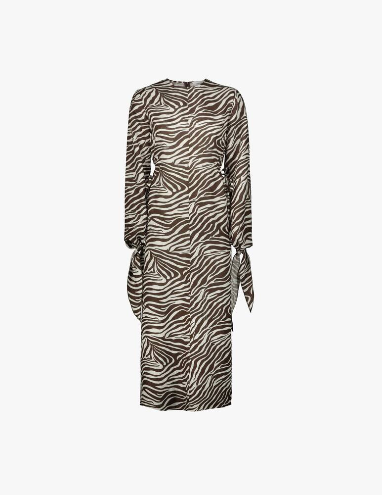 rinascente Vernisse Maxi crew neck dress long sleeves and knotted cuffs - black