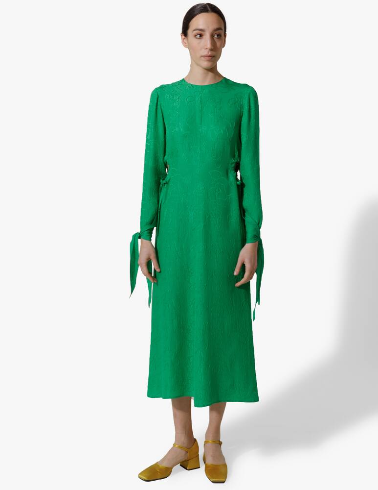 rinascente Vernisse Abito girocollo maniche lunghe e polsini annodabili - verde