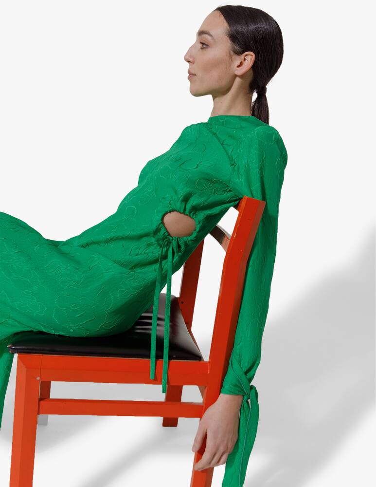 Vernisse Abito girocollo maniche lunghe e polsini annodabili - verde - immagine 2 Vernisse Abito girocollo maniche lunghe e polsini annodabili - verde - immagine 2