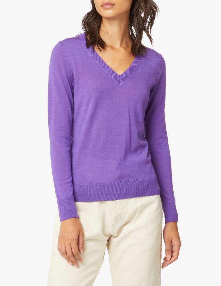 Rinascente Collection Long sleeved v neck jumper - Violet - picture 1