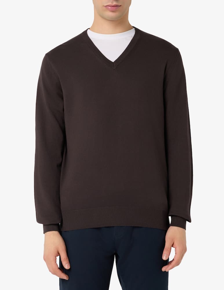 Rinascente Collection Maglia scollo a V in cotone tinto capo - immagine 1 Rinascente Collection Maglia scollo a V in cotone tinto capo - immagine 1