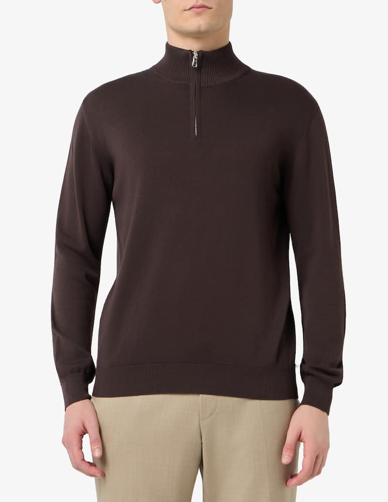 rinascente Rinascente Collection Maglia mezza zip in cotone tinto capo