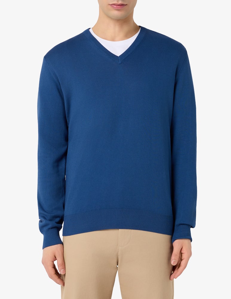 Rinascente Collection Maglia scollo a V in cotone tinto capo - immagine 1 Rinascente Collection Maglia scollo a V in cotone tinto capo - immagine 1