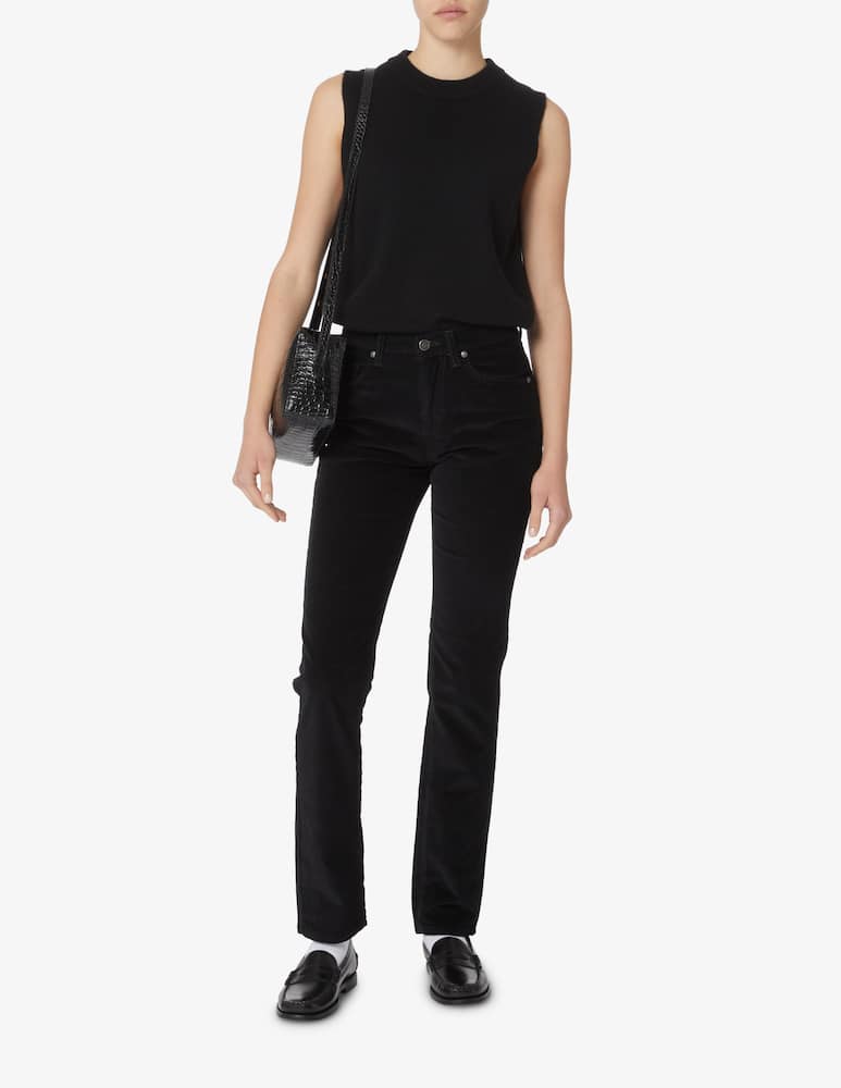 rinascente Elizabeth Ascot Slim fit 5-pocket velvet trousers - Black