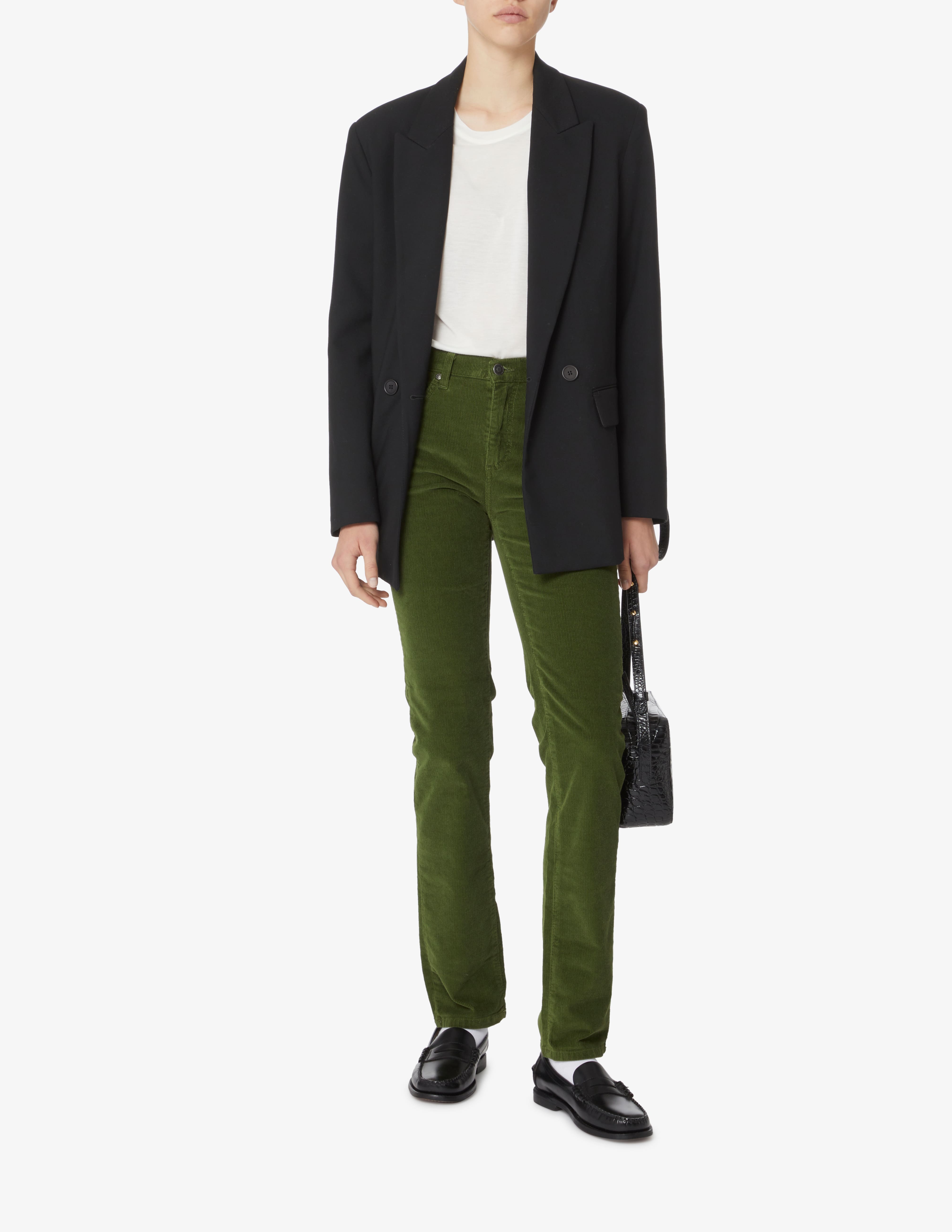 Shop Elizabeth Ascot Slim fit 5pocket velvet trousers Olive on