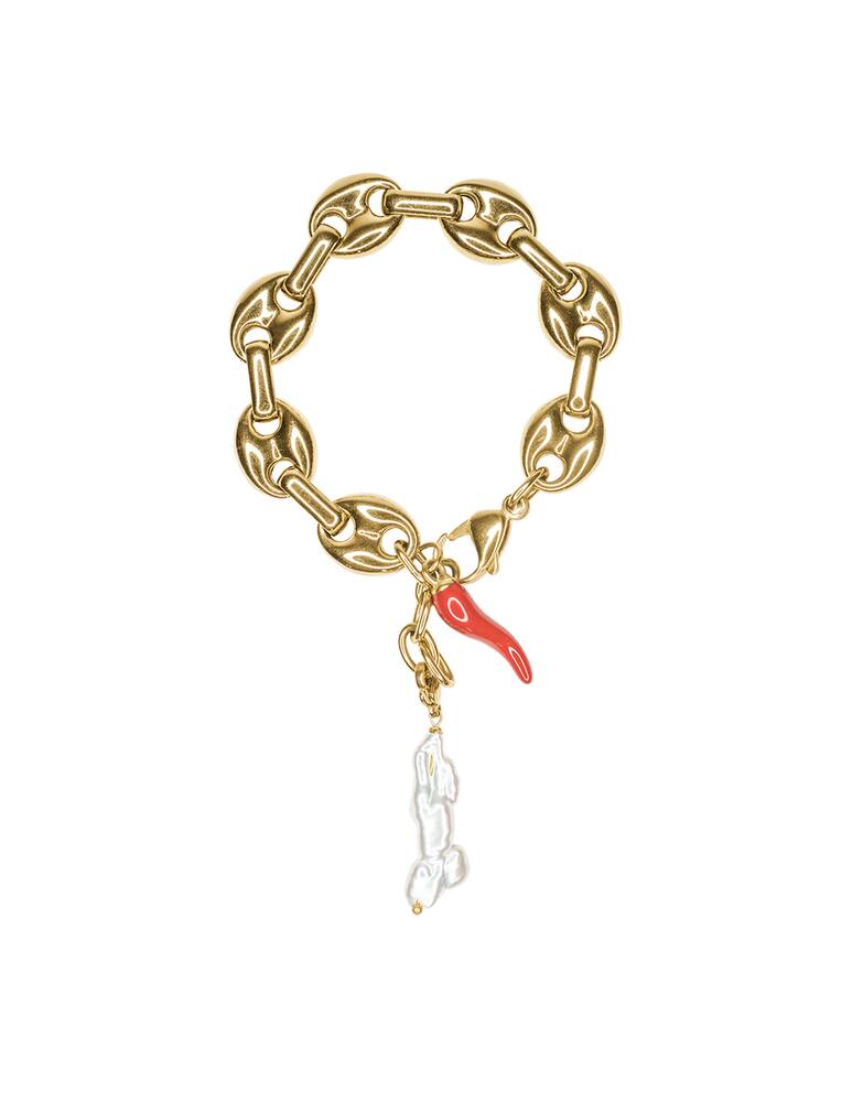 rinascente Timeless Pearly Braccialetto argento placcato oro con pendenti