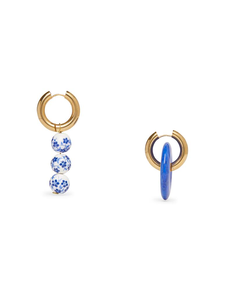 rinascente Timeless Pearly Orecchini a cerchio placcati oro con ciambella e tre sfere