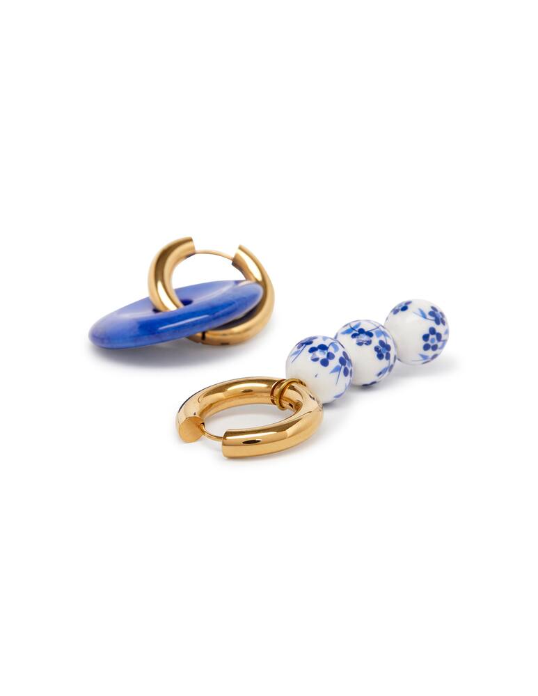 rinascente Timeless Pearly Orecchini a cerchio placcati oro con ciambella e tre sfere