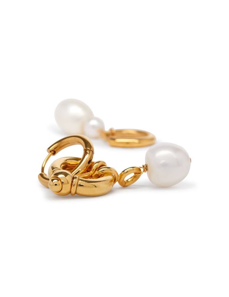 rinascente Timeless Pearly Gold plated hoop earrings with pearls