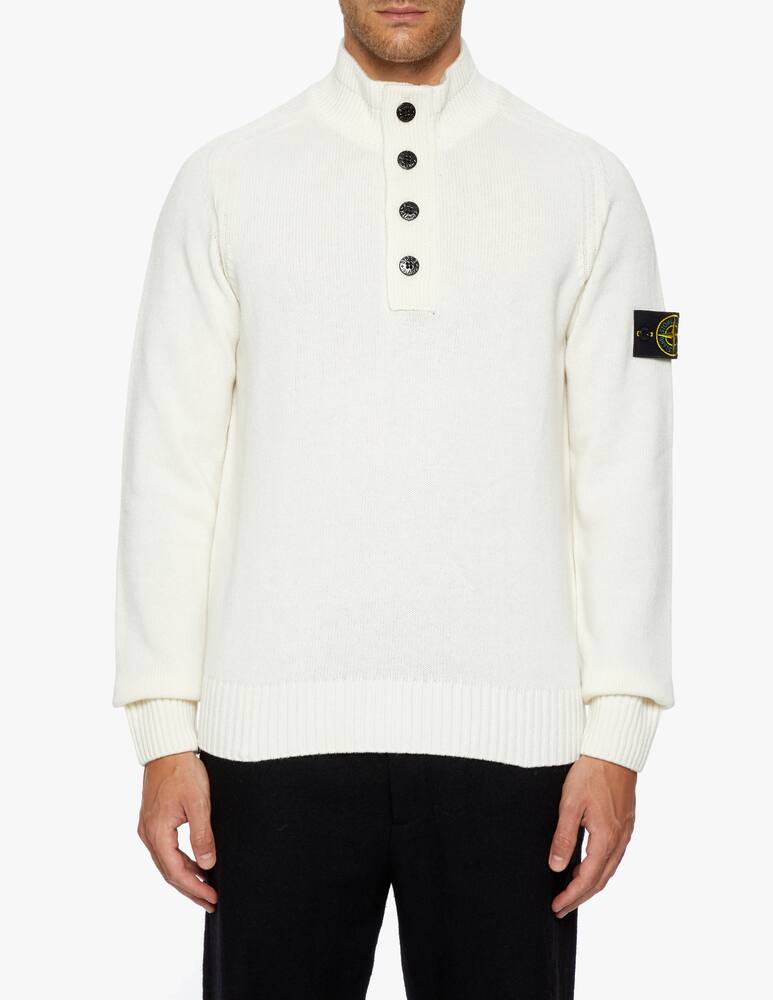 rinascente Stone Island Maglia mezza zip e bottoni in lana