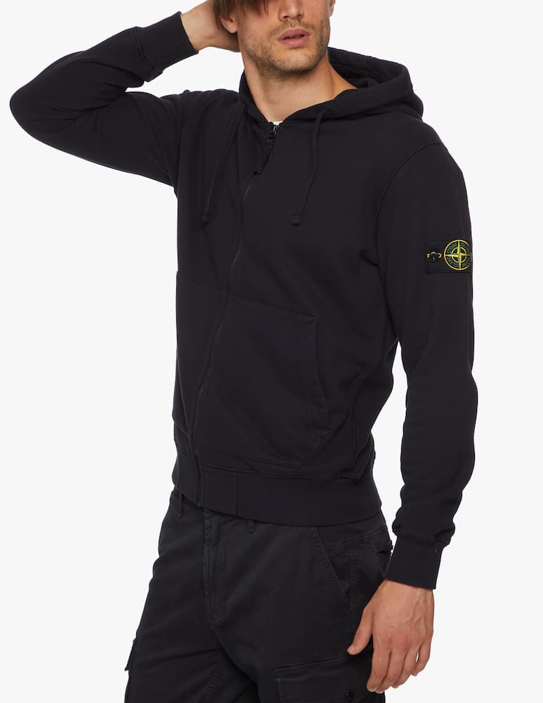 rinascente Stone Island Hooded full zip sweatshirt in brushed cotton fleece