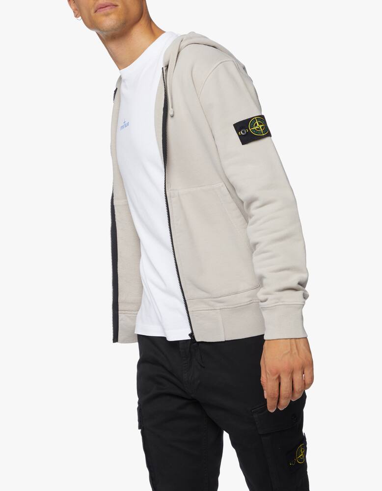 rinascente Stone Island Hooded full zip sweatshirt in brushed cotton fleece