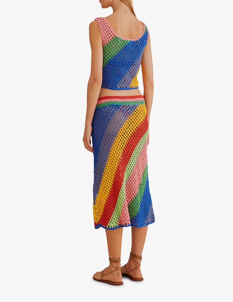 rinascente Farm Rio Gonna midi all'uncinetto a righe diagonali