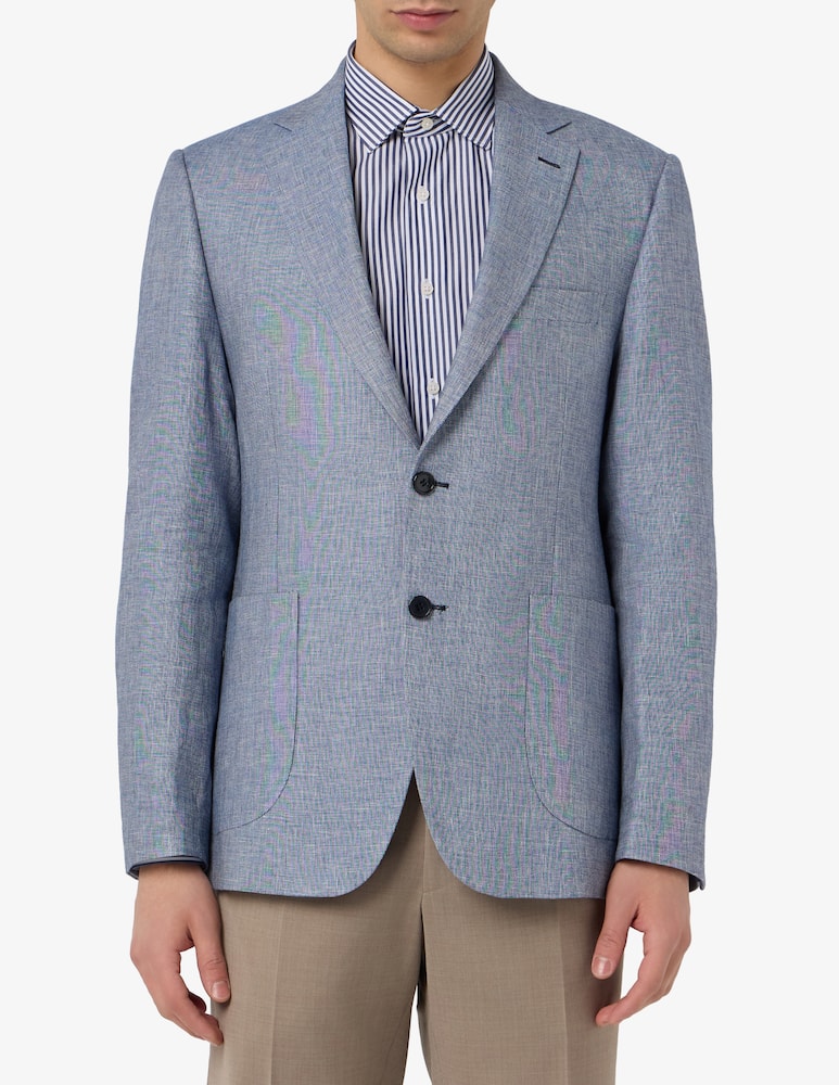 Sartoria Italiana Giacca monopetto grisaglia in lino e cotone Drop 4 - immagine 1