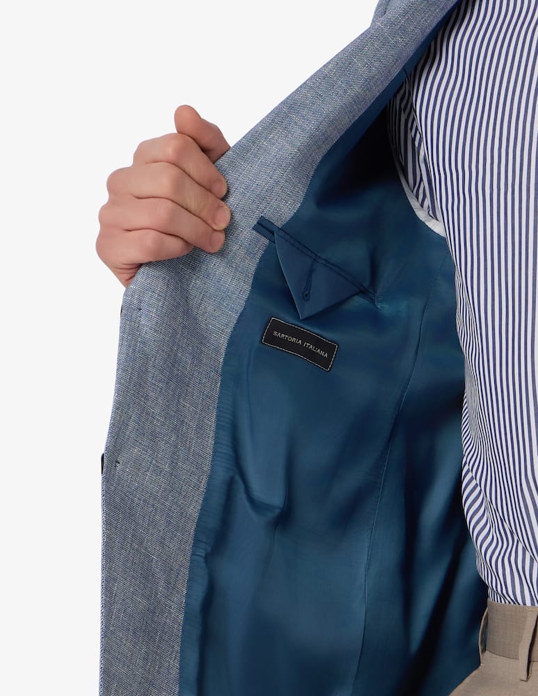 Sartoria Italiana Giacca monopetto grisaglia in lino e cotone Drop 4 - immagine 4