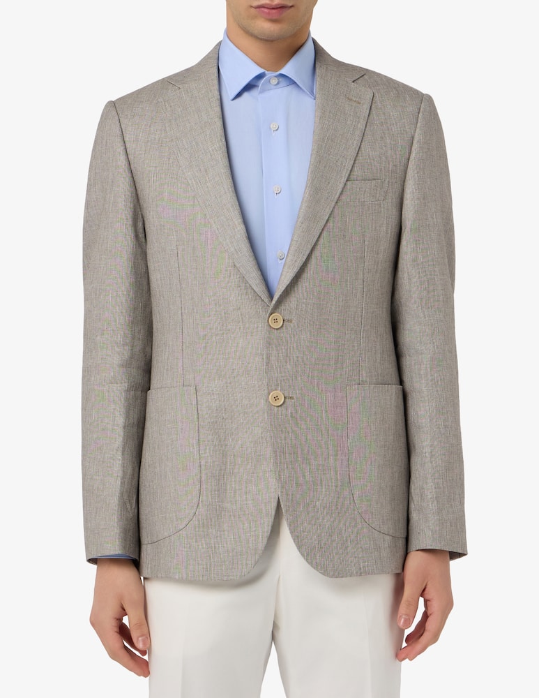Sartoria Italiana Giacca monopetto grisaglia in lino e cotone Drop 4 - immagine 1 Sartoria Italiana Giacca monopetto grisaglia in lino e cotone Drop 4 - immagine 1