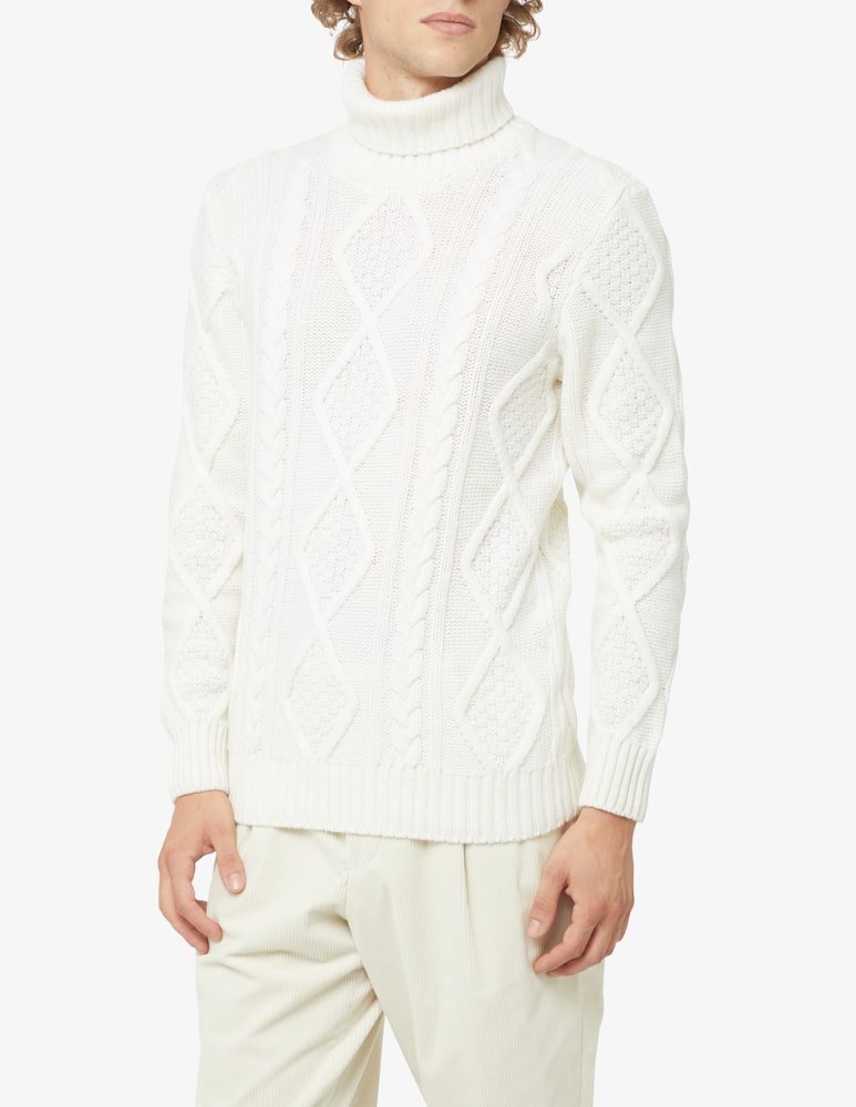 Gran Sasso Dolcevita jacquard airwool - Bianco - immagine 1 Gran Sasso Dolcevita jacquard airwool - Bianco - immagine 1