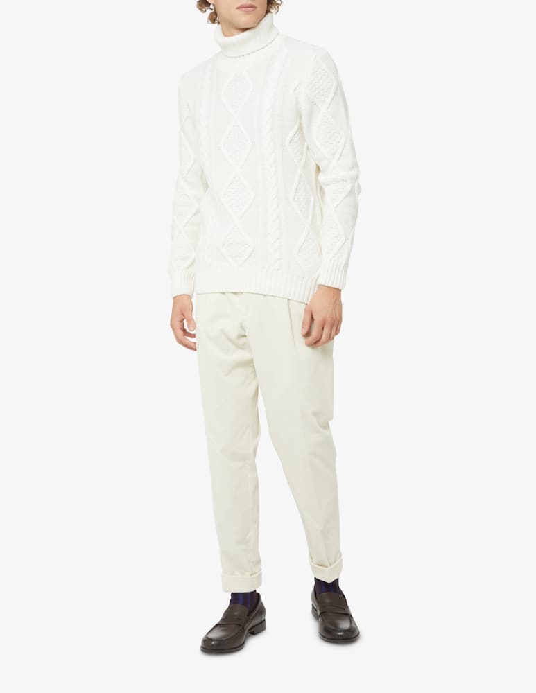 rinascente Gran Sasso Dolcevita jacquard airwool - Bianco