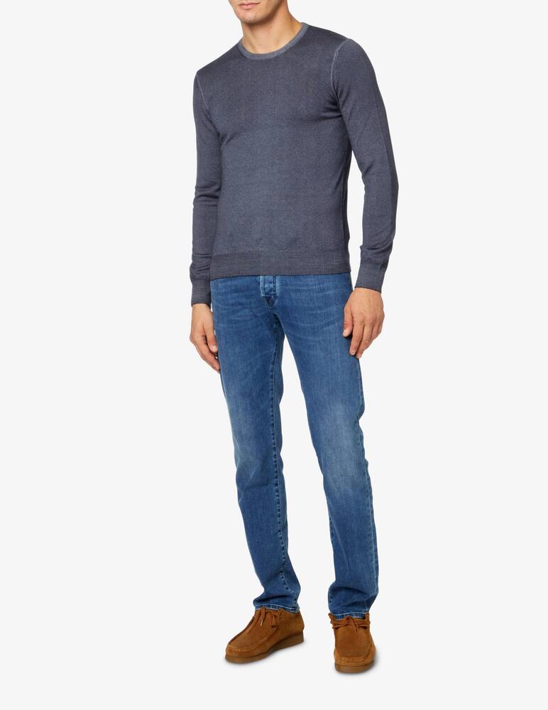 rinascente Gran Sasso Washed merino wool roundneck sweater - Blue