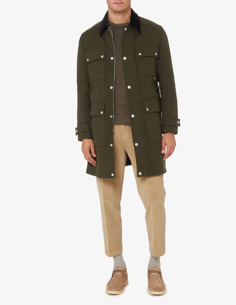 rinascente Gran Sasso Maglia girocollo lavato in lana - Oliva