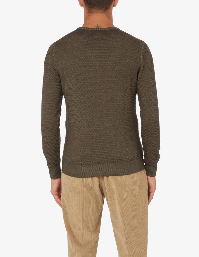 rinascente Gran Sasso Maglia girocollo lavato in lana - Oliva