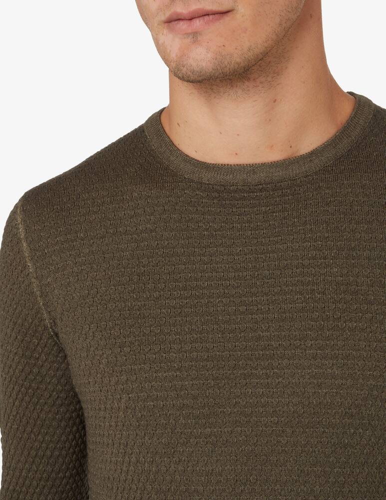 rinascente Gran Sasso Maglia girocollo lavato in lana - Oliva
