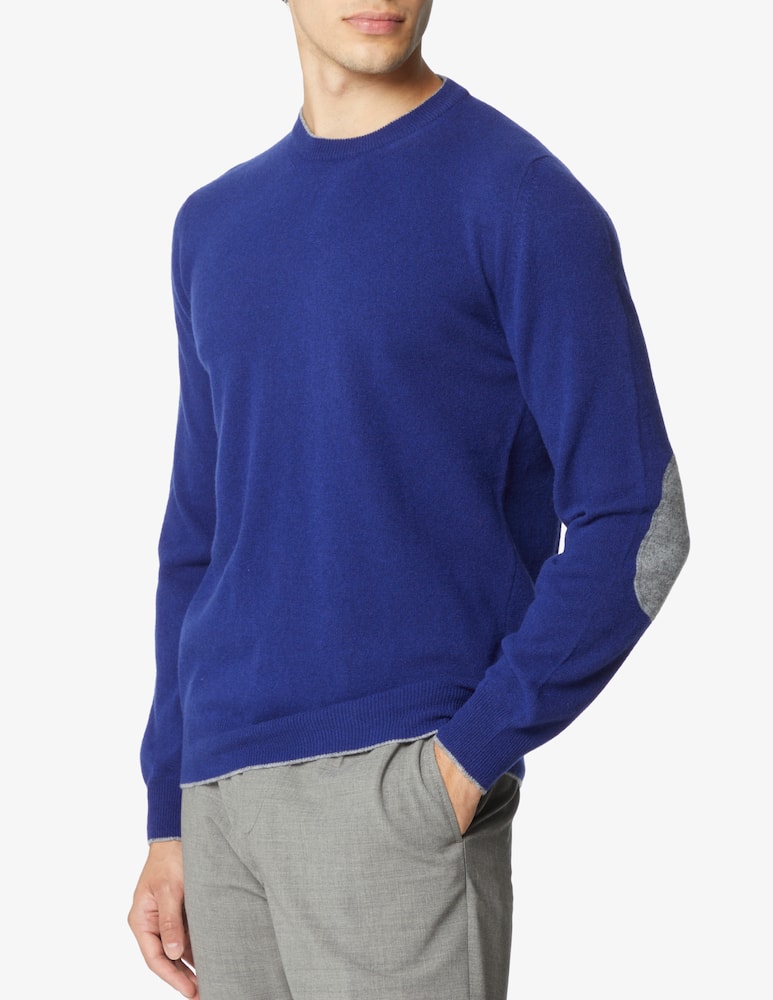 Altea Maglia girocollo con toppe - blu - immagine 1 Altea Maglia girocollo con toppe - blu - immagine 1