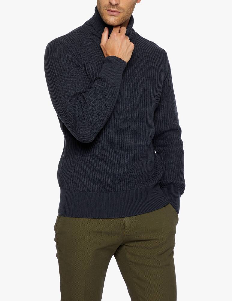 Cruna Ribbed high neck sweater ginza in wool and nylon - picture 2 Cruna Ribbed high neck sweater ginza in wool and nylon - picture 2