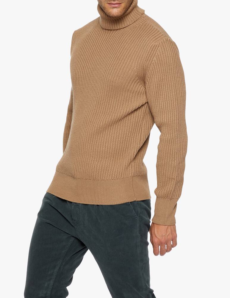 rinascente Cruna Ribbed high neck sweater ginza in wool and nylon