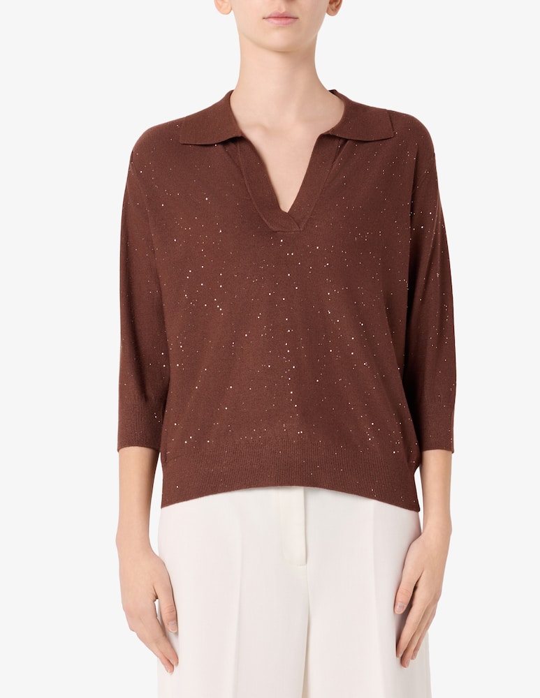 Rinascente Collection Polo con micro paillettes - immagine 1 Rinascente Collection Polo con micro paillettes - immagine 1