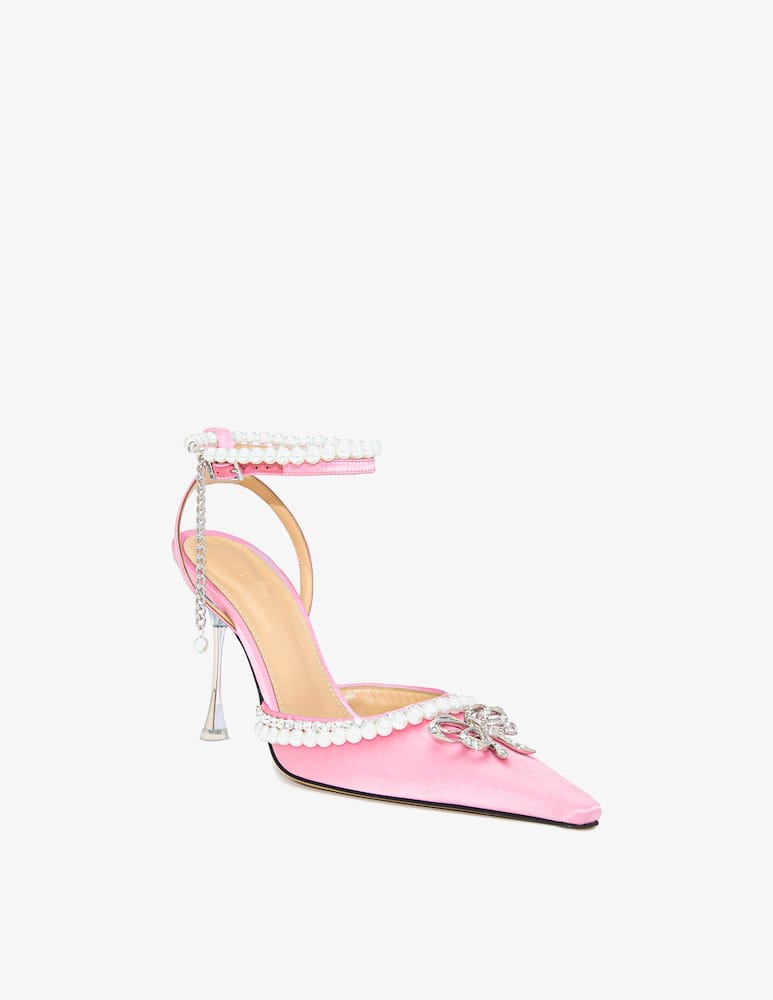 rinascente Mach & Mach Sophie satin ankle pearls pumps - Pink