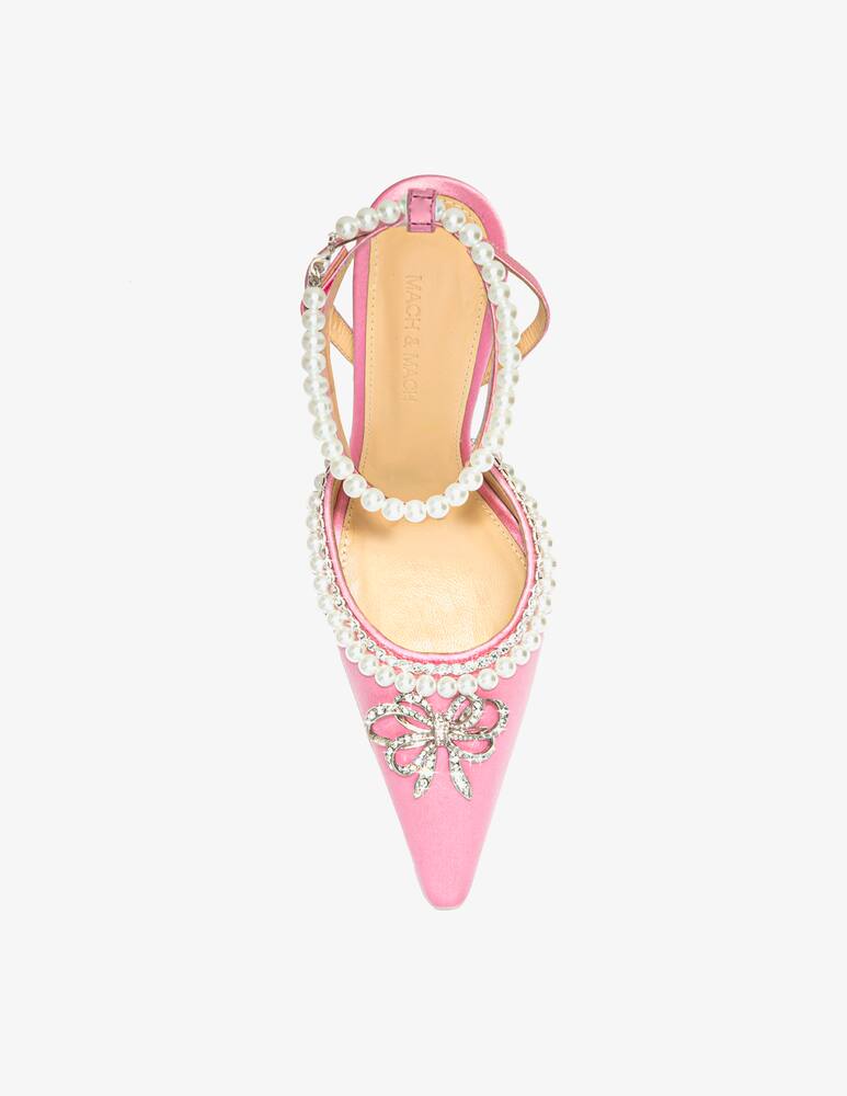 rinascente Mach & Mach Sophie satin ankle pearls pumps - Pink
