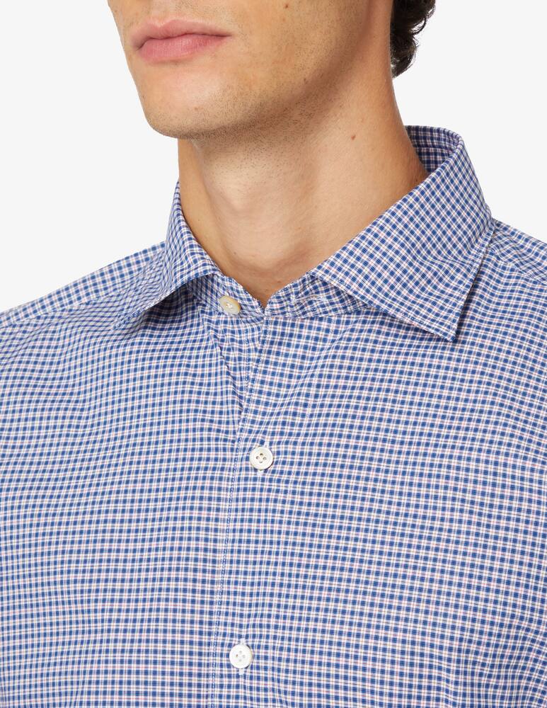 rinascente Finamore Camicia micro quadro - Blu e rosso